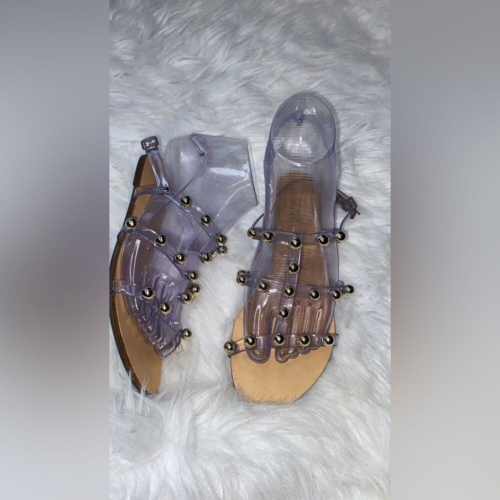 SCHUTZ
CLEAR STRAP GOLD STUD SANDALS - Picture 4 of 10